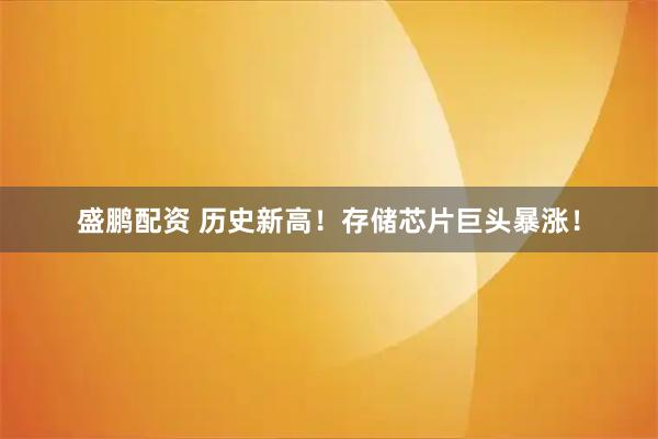 盛鹏配资 历史新高！存储芯片巨头暴涨！